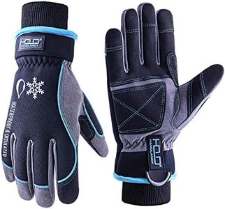 HANDLANDY Waterproof Insulated Work Gloves,Thermal Winter Gloves for Men Women Touch Screen, Warm Ski Snowboard Cold Weather Gloves (Blue, Medium)
