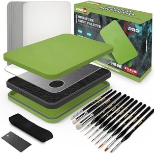 KOVIEDE Wet Palette, Dry Brush Palette and Acrylic Paint Palette, 3-in-1 Set with 11PCS Detail Paint Brushes Drybrush for Miniature Painting and Acrylic Paints, 100PCS Hydration Paper and 4PCS Sponges