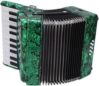 Accordion, 22 Keys Piano Accordion for Kids, 8 Bass Accordion with Straps, CELLULOID DESIGN, Educational Musical Instrument for Boys Girls (Green)