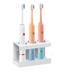 Minicoco Electric Toothbrush Holder Wall Mounted White Toothbrush Holders for Bathroom 3 Slots Electric Toothbrush Stand with Diatomite Dish，Suitable for Placing Electric Toothbrush Holder Charger