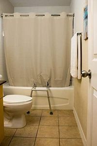 Platinum Health BenchMate Split Shower Curtain for Bath Transfer Benches - Beautiful Designer Fabric, Premium Quick-Attach System, Specifically to Help Keep Water Off The Floor. (Sahara Beige)