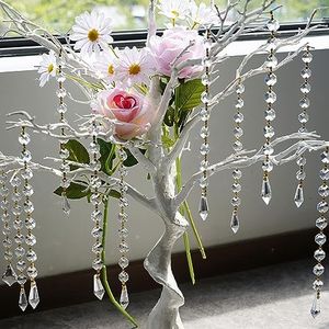 10pcs Hanging Chandelier Crystal Beads Chains Crystal Garland Strands Glass Octagon Beads Lamp Chain for Christmas Wedding Party Decoration(Gold Pinning)
