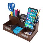 Victor All-in-One Desk Organizer with Smart Phone Holder Perfect for Office and Home H9525 (Heritage Wood) No Assembly Required