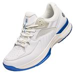 FitVille Womens Tennis Shoes Wide Fit Squash Badminton Shoe Non Slip Sports Trainers Sneakers for Tennis Volleyball, White, 7 UK Wide