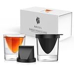 Kollea Father's Day Gifts for Men Dad from Daughter, Whiskey Wedge Glasses with Silicone Ice Mold, Old Fashioned Bourbon Glasses Set of 2 with Ice Form, Whiskey Lovers for Birthday, Anniversary - 9 Oz