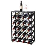 SortWise 32 Bottle Floor Wine Rack with Iron Table Top, Freestanding Wine Bottle Holder Storage Organizer Shelf (53 x 20 x 71.5cm)