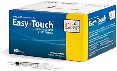 EasyTouch U-100 Insulin Syringe with Needle, 31G 0.5cc 5/16-Inch (8mm), Box of 100