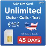 USA Canada Mexico SIM Card 45days | Uses T Mobile Network | Unlimited Free Calling to Canada. Unlimited Data, Call/Text in USA, Canada & Mexico. Hotspot Sharing Allowed.