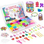 URMYWO Loom Bands Kit, 30 Colors Loom Rubber Bands with Clips Charms Beads and Other Accessories for DIY Gifts Present for 3 4 5 6 7 8 9 10 Years Old