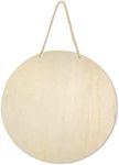 YRONTY 12Inch/30cm Unfinished Wood Circles with Hanger Rope, 1/5Inch/0.5cm Thick Blank Wood Rounds Slices Wood Circles for Crafts, Door Hangers, Painting, Home Wall Decor, Christmas Decor (1)