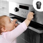 Moonybaby Baby Safety Lock for Oven, Child Safety Oven Lock, Easy to Install, Strong 3M Adhesive, Childproofing Lock for Toddler, Heat Resistant Material (1 Pack/Black)