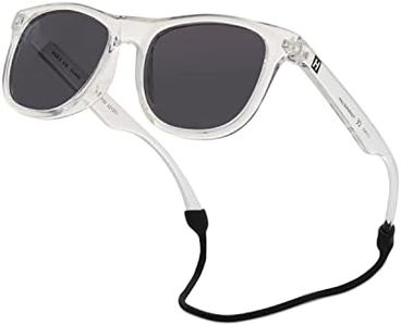 Hipsterkid Lunettes de soleil polarisées pour bébé avec sangle, pour bébés de 0 à 2 ans, Wayfarer avec monture transparente