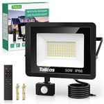 Tailcas Security Lights Outdoor Motion Sensor, 50W 4500LM Security Light with Remote Control, IP66 Waterproof PIR Outdoor Lights, Outside LED Floodlights with Sensor for Garden, Backyard, Garage