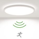 Zemty Motion Sensor Lights Indoor 18W 1800LM 5000K, Ø 9Inch/23cm LED Ceiling Light Bathroom Lights Ceiling Waterproof, Flush Shed Light for Toilet,Stair,Loft,Porch,Bath,Attic,Garage lighting,Outdoor