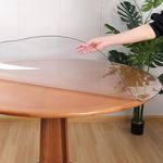 RostiKong 54 Inch Round Table Protector Heavy Duty Clear PVC Tablecloth Cover Circle Vinyl Table Top Plastic Desk Pad Mat Protector Heat Resistant Marble Night Stand Sofa Coffee End Side Dining Table