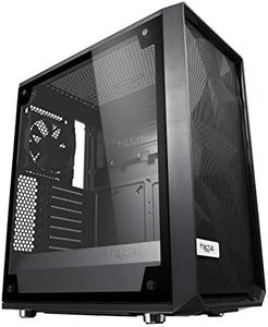 Fractal Design Meshify C - Compact Computer Case - High Performance Airflow/Cooling - 2X Fans Included - PSU Shroud - Modular Interior - Water-Cooling Ready - USB3.0 - Tempered Glass Light - Blackout