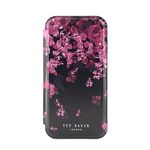 Ted Baker Flower Border Mirror Folio Case Compatible with iPhone 15 Pro - Black Silver