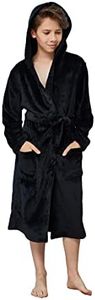 WORW Big Boys Solid Robes Bathrobe Robes (Black Hoodie, Medium)