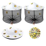 2 Pcs Beekeeping Hat with Veil, 51 Pcs Cute Bee Stickers, Beekeeper Hat with High Visibility Veil, Bee Keeper Hats with Netting for Beekeeper Catcher Halloween Costume