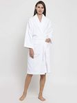 Trident Classic 100% Cotton Shawl Collar Bathrobe, Dressing Gown, Super Soft, Absorbent - Perfect for Gym, Shower, Spa, Hotel Robe, Vacation- Medium - White Diamond