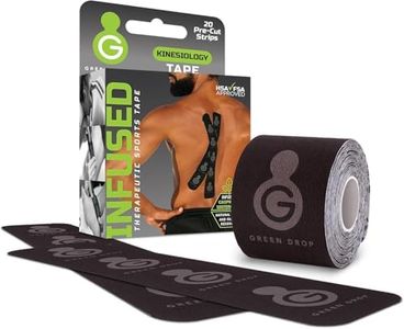 Green Drop Kinesiology Tape – Breathable, Patented, Natural Relief-Herb-Infused Support, HSA/FSA Approved - 20 Precut Strips, 20 Count
