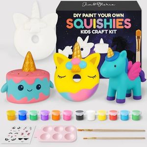 Jim&Gloria Paint Your Own Squishies, Jumbo Squishy Gifts for Girls and Boys 8 9 10 11 12 13 14, Arts and Crafts for Kids, Party Favors for Birthday, Valentines Gift for Kids, Pack of 3