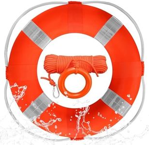 Swim Foam Ring Buoy Set, 20inch Life Preserver Pool Safety Throw Ring with Water Floating Lifesaving Rope 98.4FT Set,Foam Swimming Tube Pool Ring Wall Decoration,Throwable Flotation Device