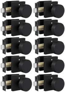 Goldenwarm Black Door Knobs Interior, Matte Black Privacy Door Knob for Bedroom, Bathroom, Zinc Alloy Interior Door Knobs, Heavy Duty Modern Square Door Knob (10 Pack)