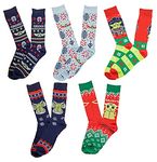 Star Wars The Mandalorian Baby Yoda Holiday Theme Men's 5-Pack Crew Socks