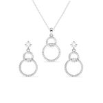 Clara 925 Sterling Silver Interlocked Ring Pendant Earrings Chain Necklace Jewellery Set | Platinum Plated, Swiss Zirconia | Gift for Women and Girls