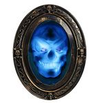 TRIXES Black and Gold Oval Haunted Speaking Halloween Mirror with Spooky Picture - Double Sensor - Motion and Sound Activated - Haunted House Props Decoration