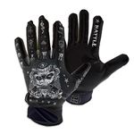 Battle Sports Speed Freak Wide Receiver Football Gloves - Ultra Grip Gloves - Black, Adult Large
