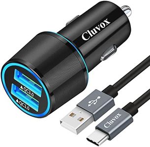 Fast USB Car Charger for Samsung Galaxy A55/A54/A53/A50/A15/A14/S24/S23/S22/S21 Plus/Ultra/S20 FE/S10/S9/S8/Note 20/A10S/A21/A31/A51 Quick Charge 3.0 Dual USB Rapid Car Charger with USB C Cable 3.3ft