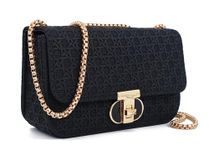 PORT&LOTUS Small Hollowing Out Weave Bags for Women Trendy Purses for Women PU Leather Black Shoulder Bag with Gold Chain Strap