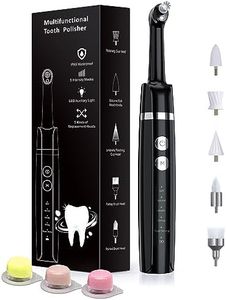 Tooth Polisher, Rechargeable Tooth Whitening Kit for Teeth Cleaning and Whitening, with 3 Tooth Polish Paste and 5 Brush Heads, LED Light, Easy to Use at-Home Personal Dental Care Kit