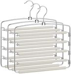 SONGMICS Trouser Hangers, Set of 3 Metal Clothes Hangers Multi Tier Space Saving Non-Slip Swivel Bars for Jeans Pants Ties Belts Grey and Silver CRI041GY