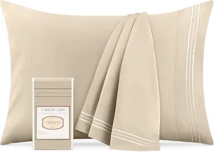 Mellanni Pillow Cases - 2 PC Iconic Collection Pillowcases - Luxury, Extra Soft, Cooling Pillow Covers - Envelope Closure (King 20" x 40", Sand)