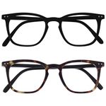 Opulize Bex 2 Pack Mens Reading Glasses Large Matt Black Brown Tortoiseshell RR64-12 +2.50