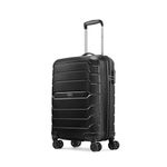 Aristocrat Liberty Cabin (Carry-On) Polypropylene Hard Spinner Trolley Bag, 58Cm|Combination Lock|8 Wheels|3 Years International Warranty|Jet Black