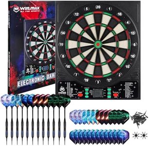 WIN.MAX Electronic Dart Board, LED Display Automatic Scoring Dartboard Sets for Adults with 12 Darts 100 Soft Tips, Dart Board Electronic Scoreboard, Power Adapter, Outdoor