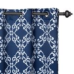 MYSKY HOME Morrocan Room Darkening Curtains, Thermal Insulated Blackout Drapes 84 Inch Length Grommet Window Curtains for Living Room Bedroom,52" W x 84" L,Navy Blue,2 Panels