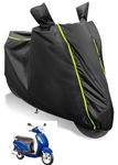 Auto Hub Waterproof Scooty Body Cover Compatible with Suzuki Access 125, Coated, Mirror Pocket, Belt Buckle Black Piping