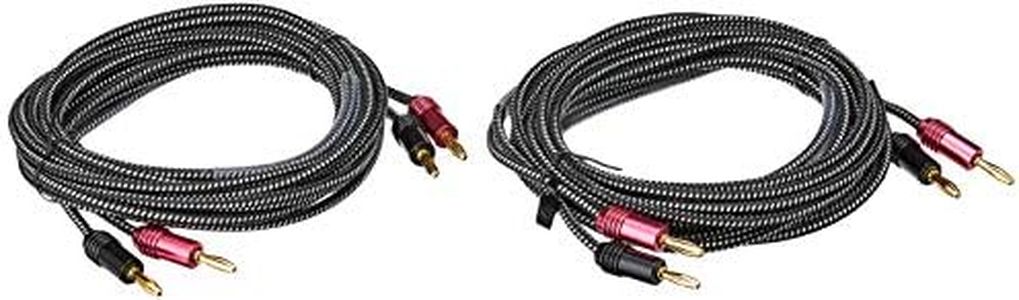 Monoprice Monoprice Premium Braided Speaker Wire 14AWG - 10 Feet - 2 Pack with Gold Plated Banana Plug Connectors - Affinity Series, (134309)