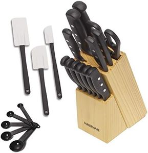 Farberware Triple Rivet High-Carbon Stainless Steel Knife Block and Kitchen Tool Set Precision Cutlery, 22 piece, Black