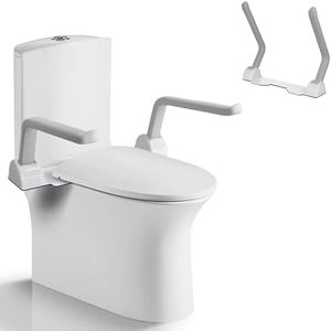 WICHEMI Toilet Safety Rails for Seniors Toilet Rails with Arms Foldable Toilet Handrails Aluminum Alloy Armrest Hand Rail Heavy Duty 480LBS Toilet Safety Frame for Elderly, Handicap, Pregnant