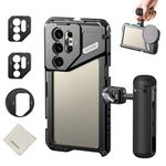 NEEWER S24 Ultra Phone Cage Stabilizer with Side Handle, 67mm Filter Adapter, 17mm Lens Backplate, T Mount Lens Adapter, Cleaning Cloth, Compatible with Samsung Moment T Series Lenses, PA042+PA045S