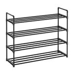 SONGMICS 4-Tier Shoe Rack, Storage Organiser, Metal, Fits 16 to 20 Pairs of Shoes, Stackable Shelf, for Hallway, Living Room, Bedroom, 30 x 92 x 74 cm, Black LSA14BK