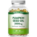 Pumpkin Seed Oil 2000mg | Vegan High Strength Pumpkin Seed Capsules | Omega 6 and 9 Fatty Acids | 60 Softgels | Cold-Pressed & Extra Virgin | Nature's Truth