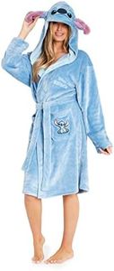 Disney Bata de Casa Mujer de Stitch de Forro Polar (M, Azul)