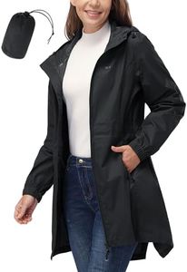 33,000ft Women's Waterproof Long Rain Coats Packable Rain Jacket with Hood Trench Coats Windbreaker